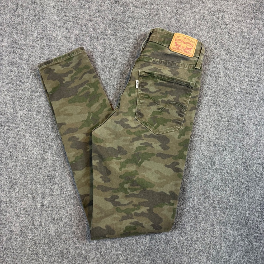 Levis 721 High Rise Skinny Jeans Womens 26 Green Camo Camouflage Pants